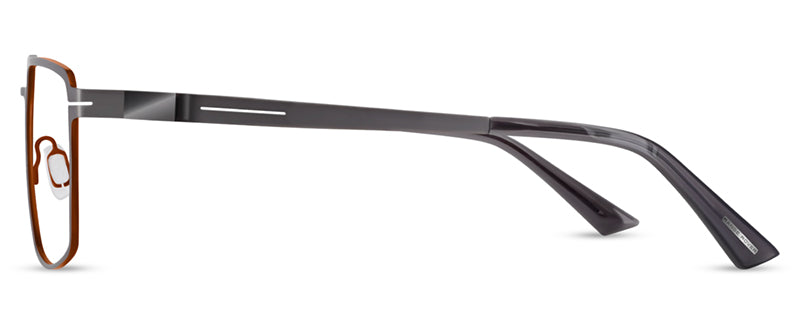 Range Rover RR3052M eyeglasses in Matt Dark Gun with Burnt Orange Interior Temples — side view
