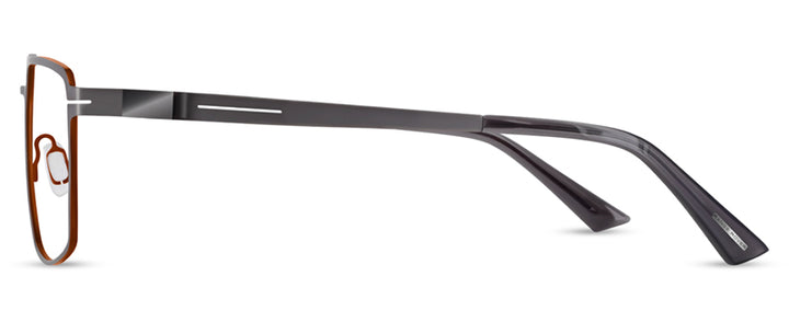 Range Rover RR3052M eyeglasses in Matt Dark Gun with Burnt Orange Interior Temples — side view