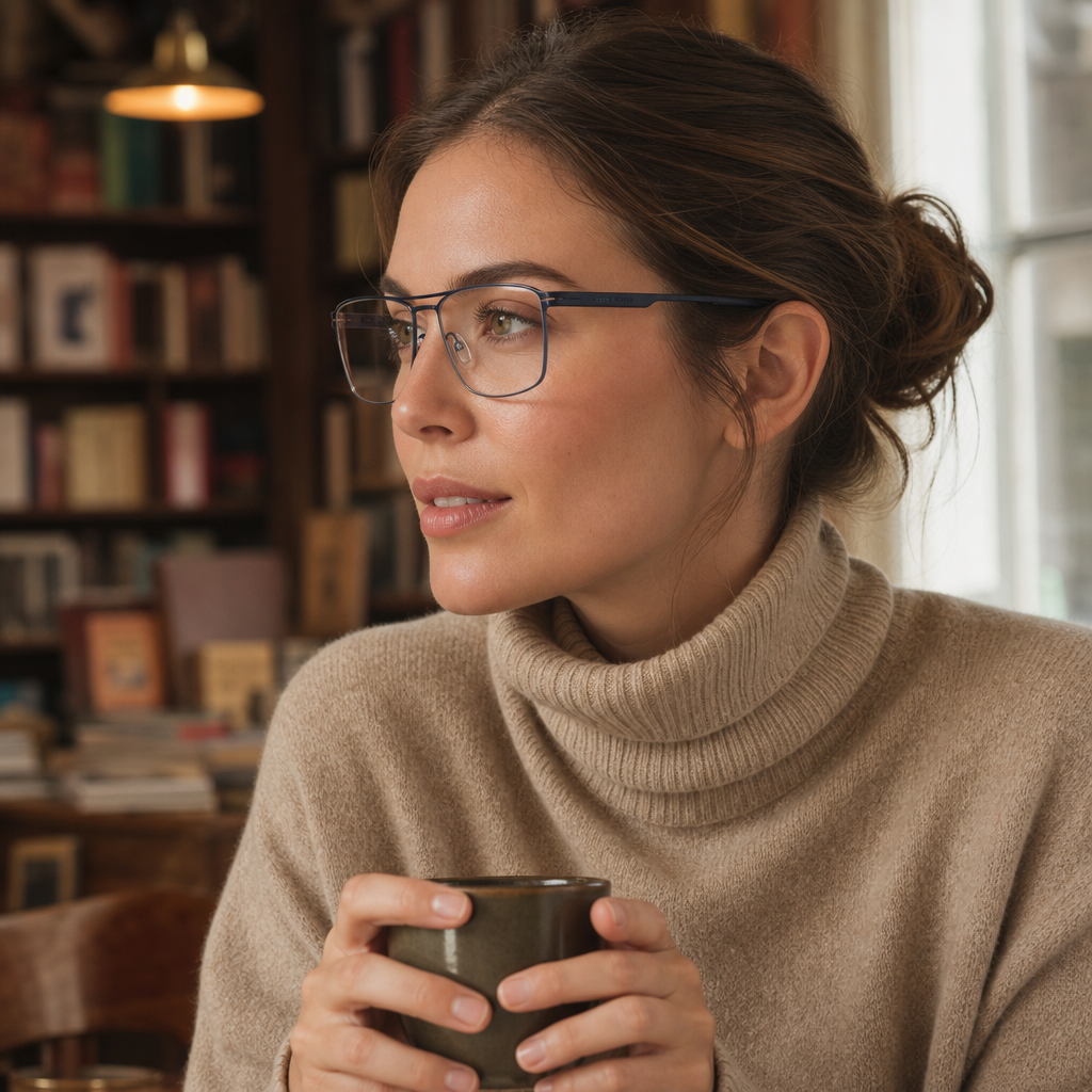 Range Rover RR3008M eyeglasses on female model — editorial lifestyle