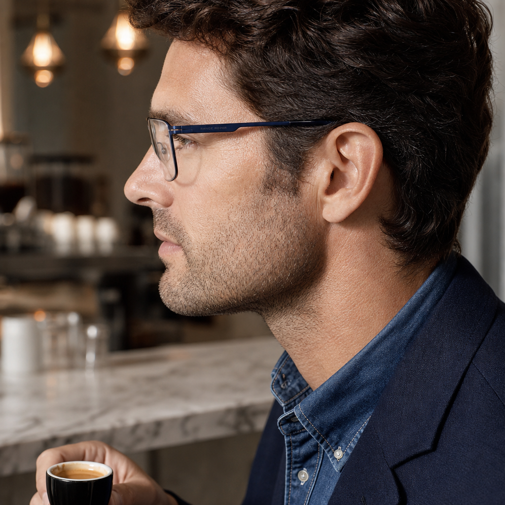 Range Rover RR3010M eyeglasses on male model — editorial lifestyle