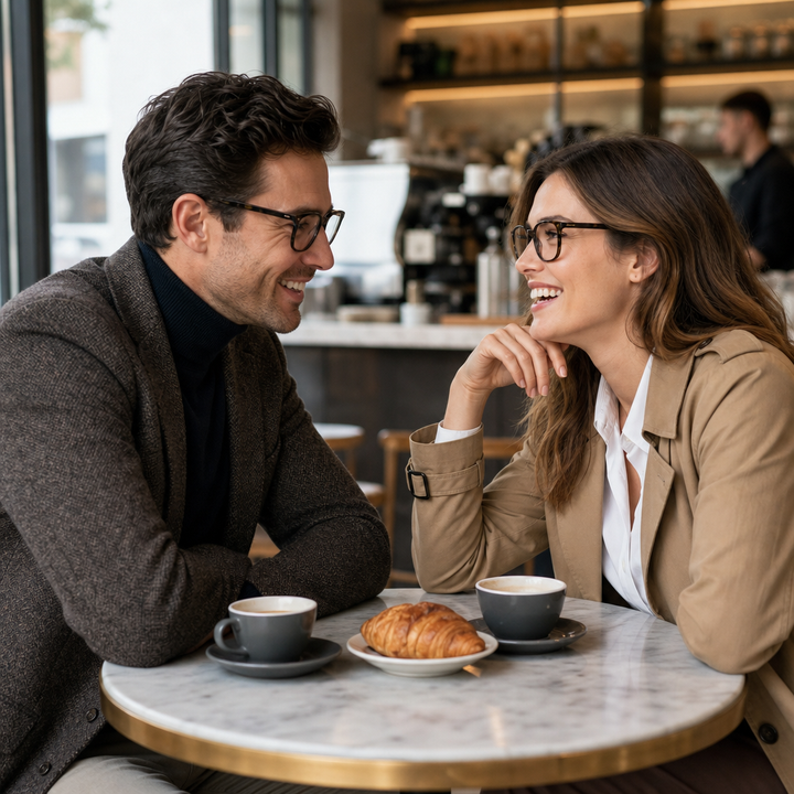 Range Rover RR3021A eyeglasses on couple model — editorial lifestyle