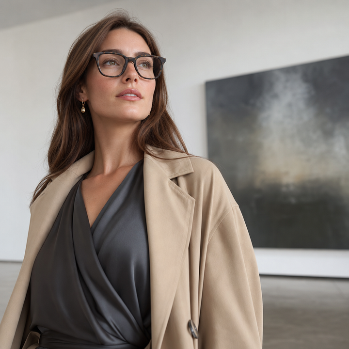 Range Rover RR3021A eyeglasses on female model — editorial lifestyle
