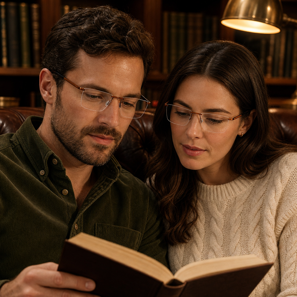 Range Rover RR3022R eyeglasses on couple model — editorial lifestyle
