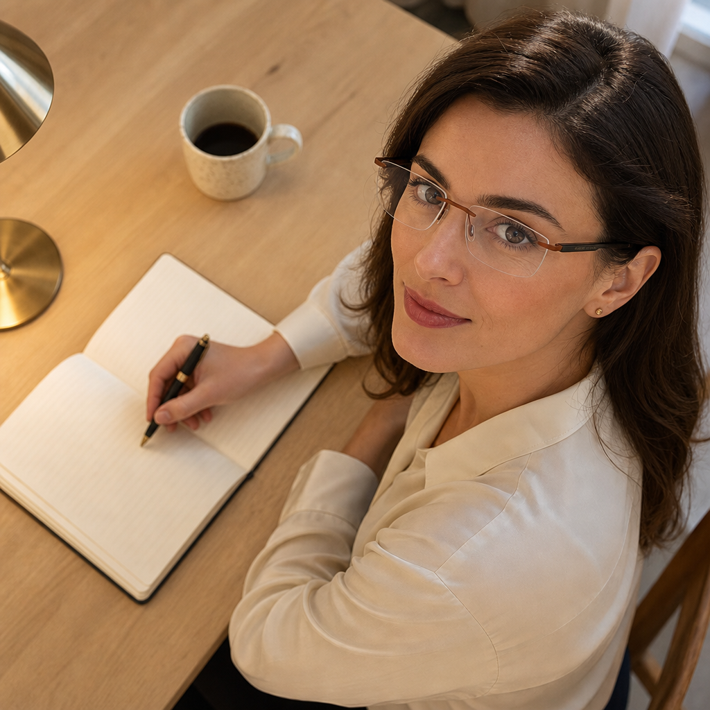 Range Rover RR3022R eyeglasses on female model — editorial lifestyle