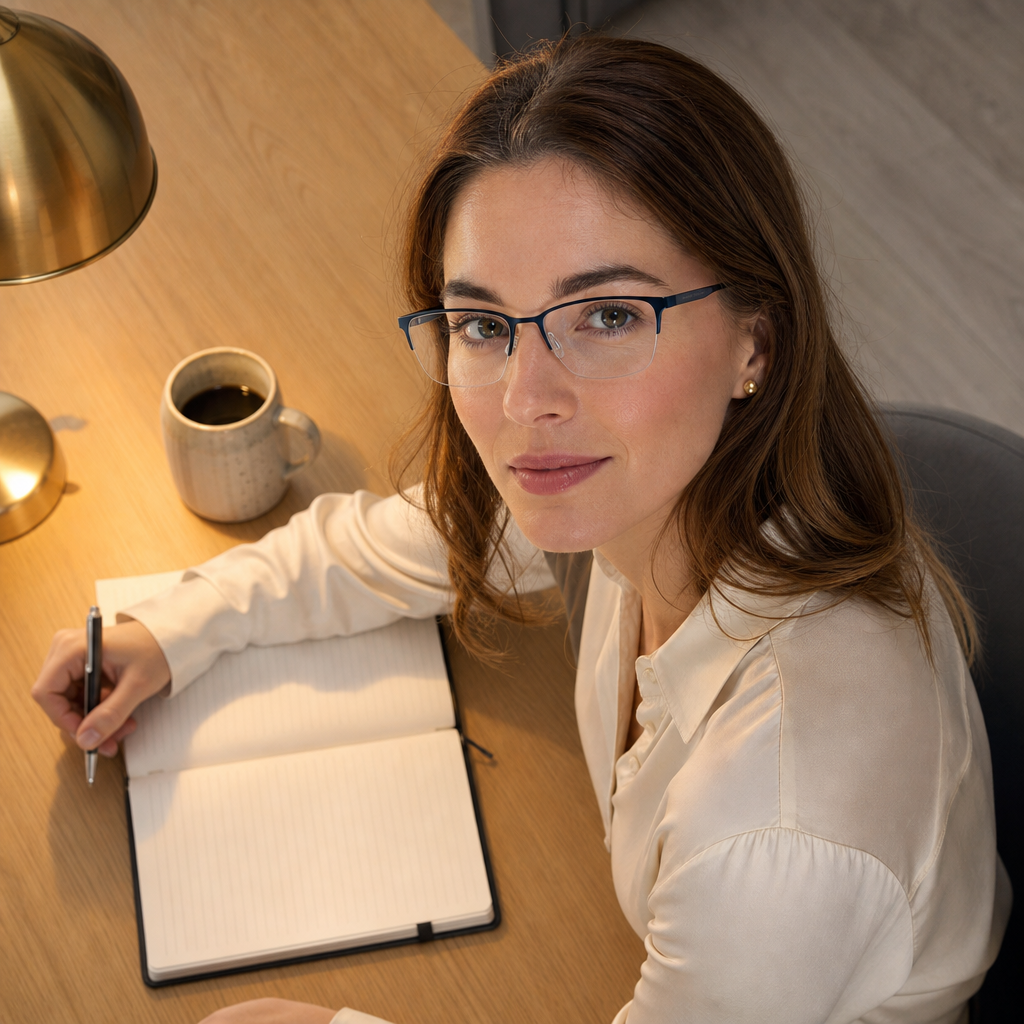 Range Rover RR3027M eyeglasses on female model — editorial lifestyle