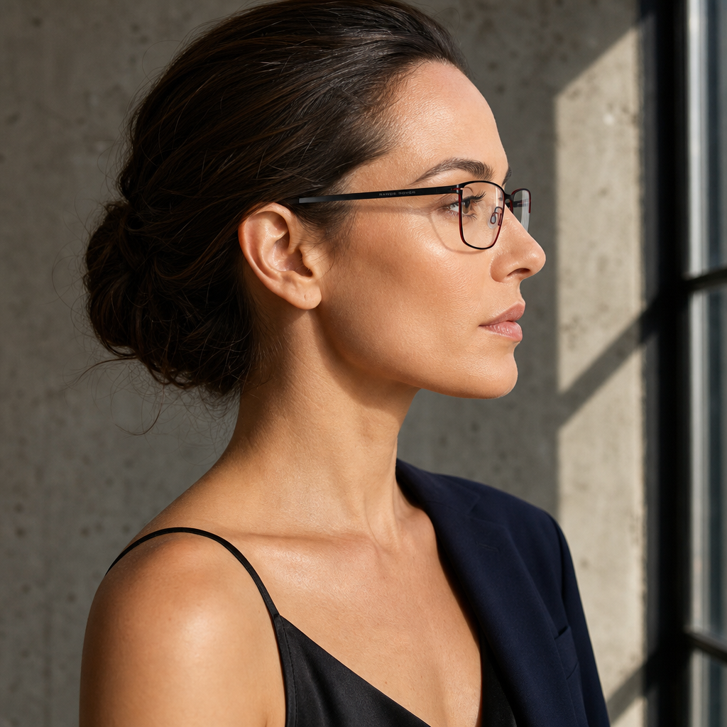 Range Rover RR3028M eyeglasses on female model — editorial lifestyle