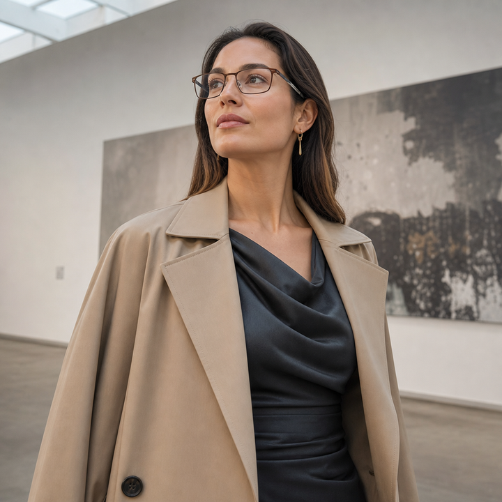 Range Rover RR3029M eyeglasses on female model — editorial lifestyle
