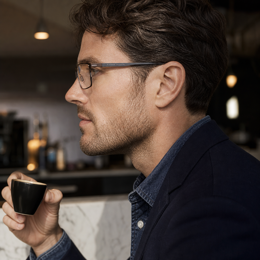 Range Rover RR3029M eyeglasses on male model — editorial lifestyle