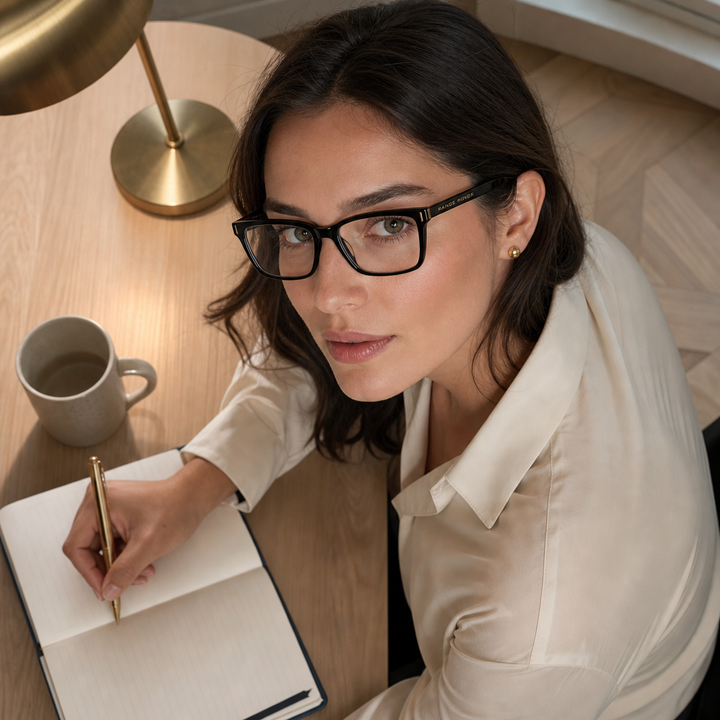 Range Rover RR3033A eyeglasses on female model — editorial lifestyle