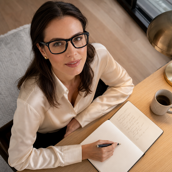 Range Rover RR3038 eyeglasses on female model — editorial lifestyle