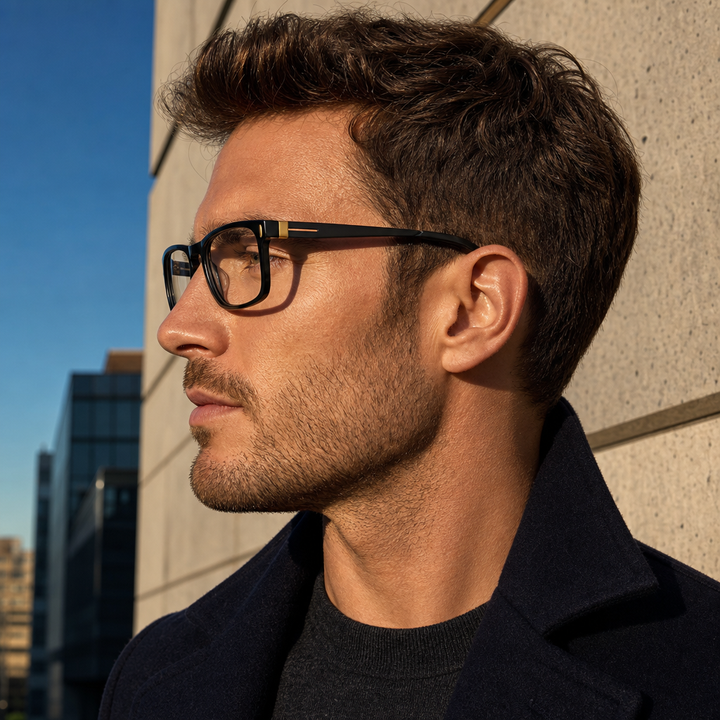 Range Rover RR3038 eyeglasses on male model — editorial lifestyle