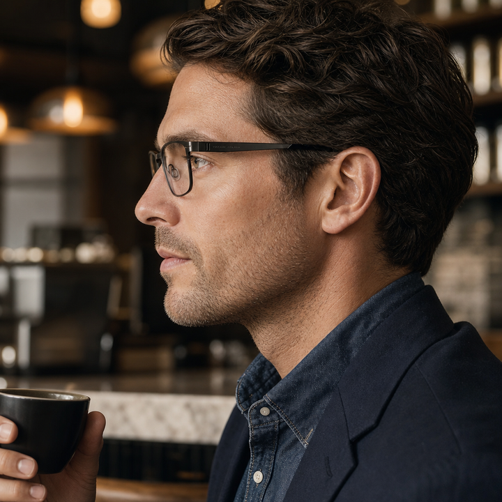 Range Rover RR3042M eyeglasses on male model — editorial lifestyle