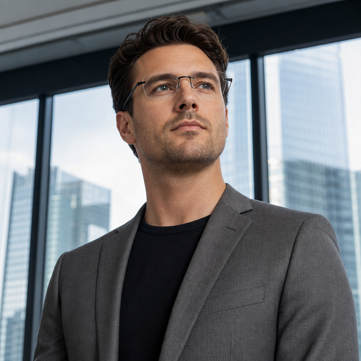 Range Rover RR3044R eyeglasses on male model — editorial lifestyle