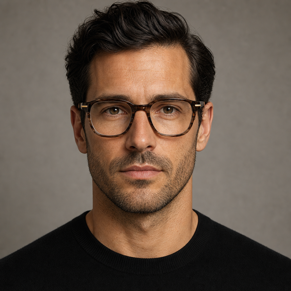 Range Rover RR3046A eyeglasses on male model — editorial lifestyle