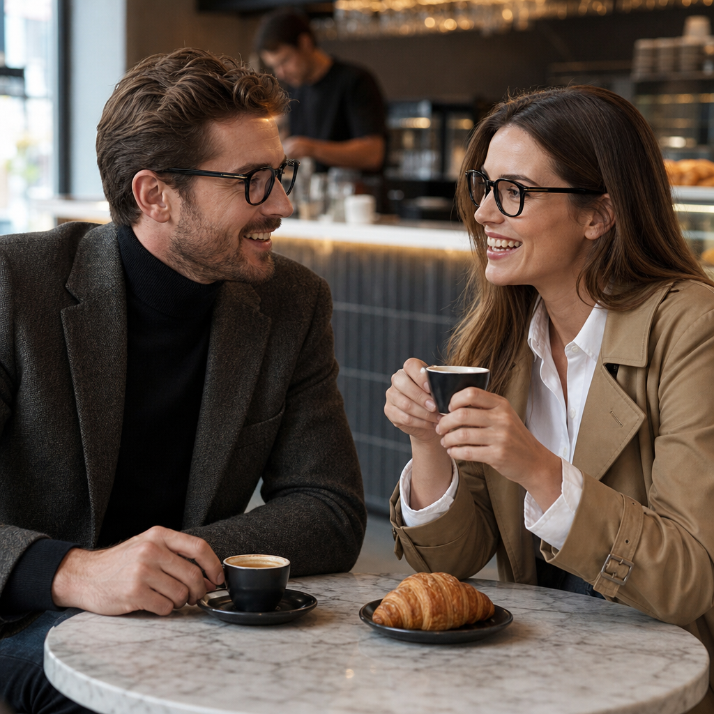 Range Rover RR3049A eyeglasses on couple model — editorial lifestyle