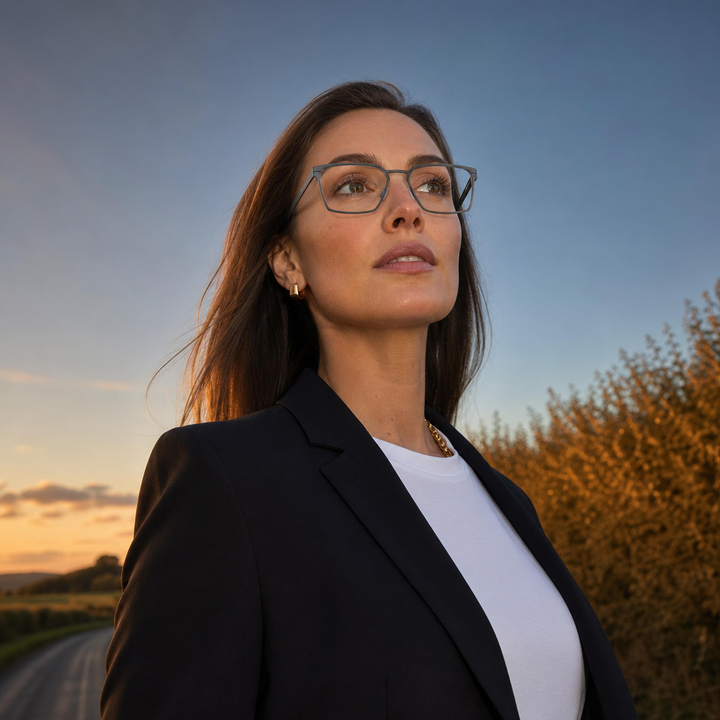 Range Rover RR3051M eyeglasses on female model — editorial lifestyle