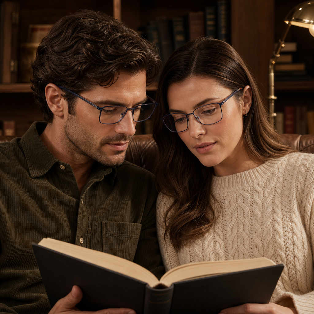 Range Rover RR3054M eyeglasses on couple model — editorial lifestyle