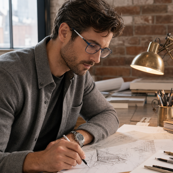 Range Rover RR3054M eyeglasses on male model — editorial lifestyle