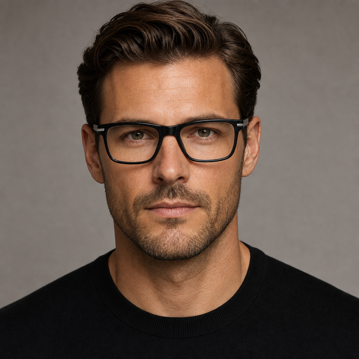 Range Rover RR3055A eyeglasses on male model — editorial lifestyle