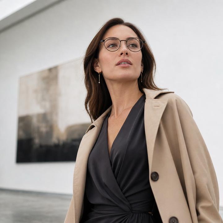 Range Rover RR3060M eyeglasses on female model — editorial lifestyle