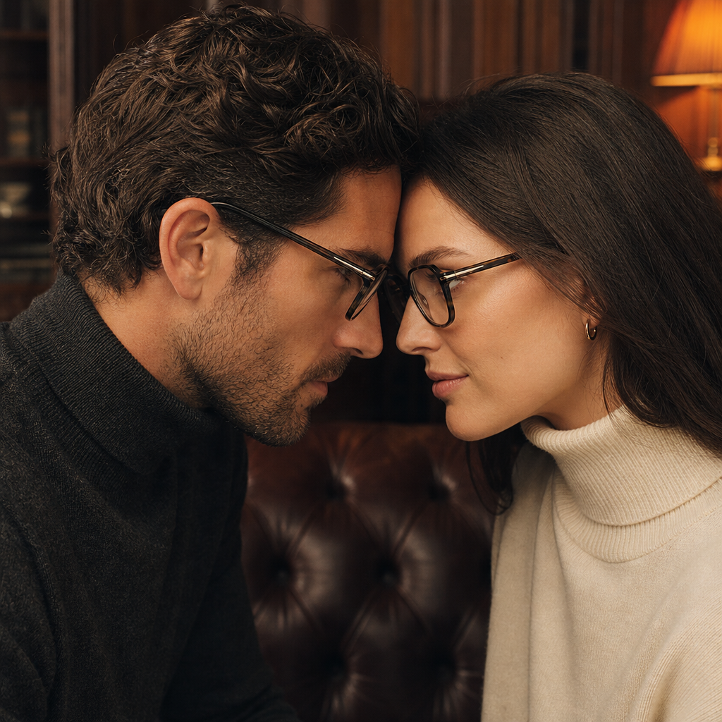 Range Rover RR3062A eyeglasses on couple model — editorial lifestyle
