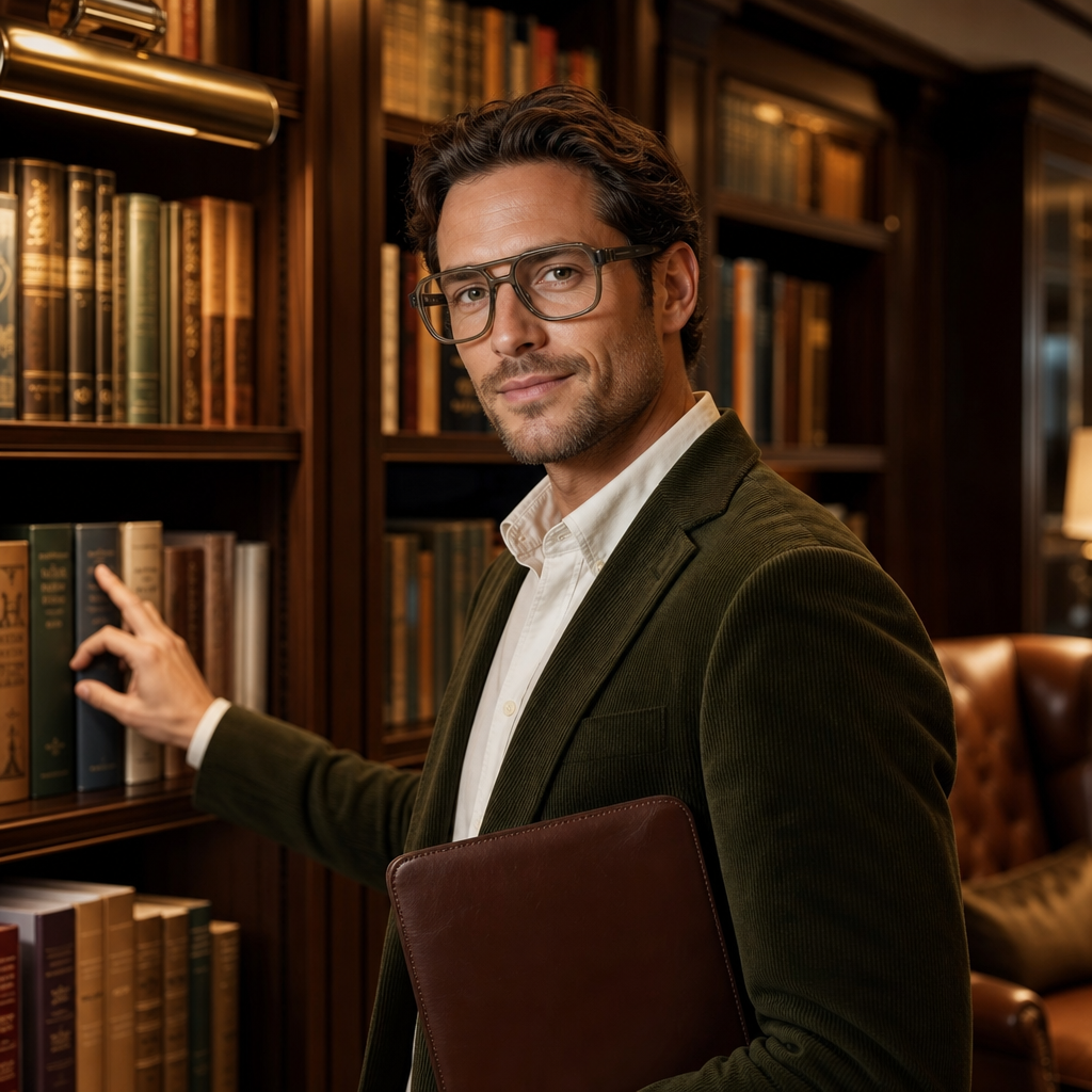 Range Rover RR3063A eyeglasses on male model — editorial lifestyle