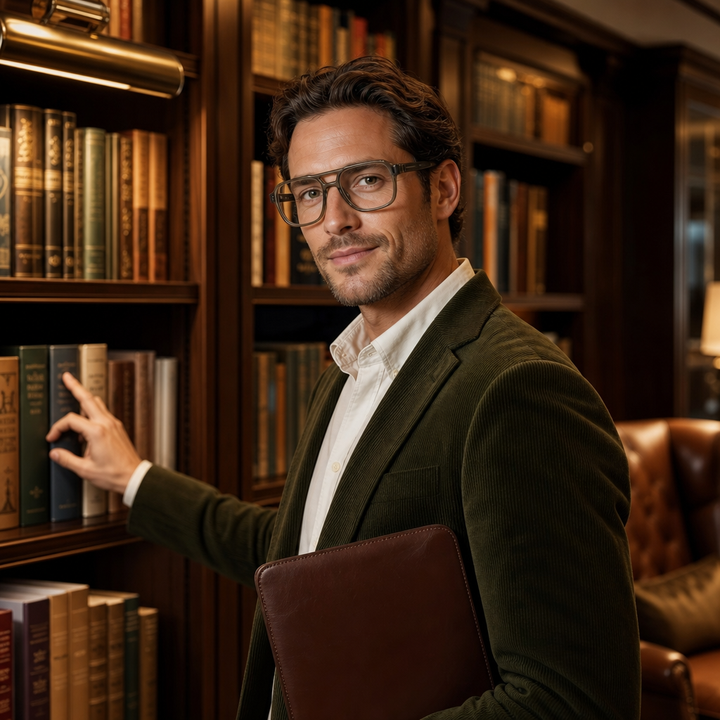Range Rover RR3063A eyeglasses on male model — editorial lifestyle