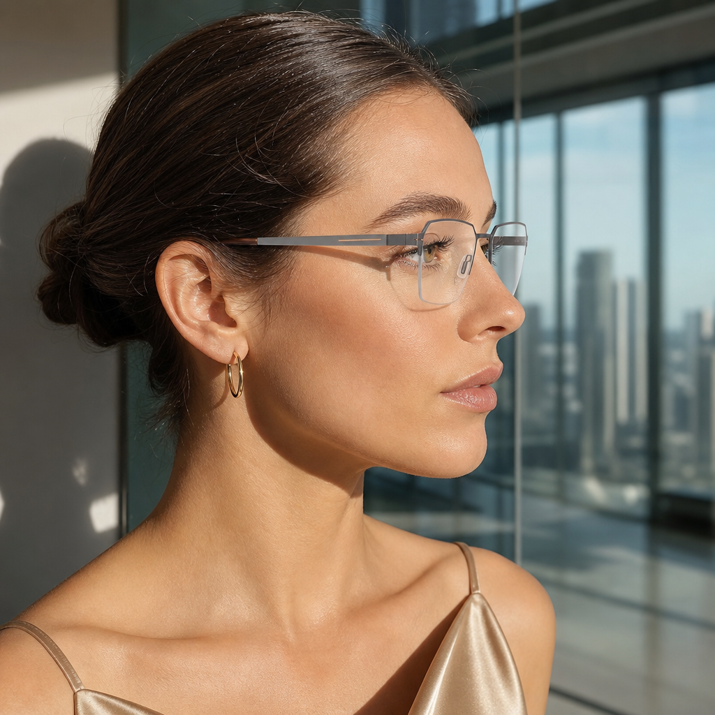 Range Rover RR3064M eyeglasses on female model — editorial lifestyle