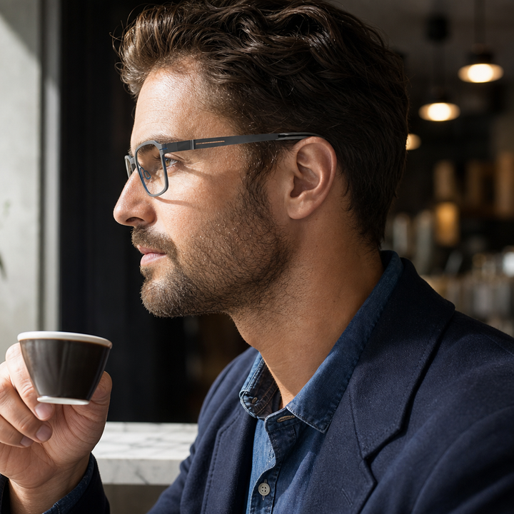 Range Rover RR3065M eyeglasses on male model — editorial lifestyle