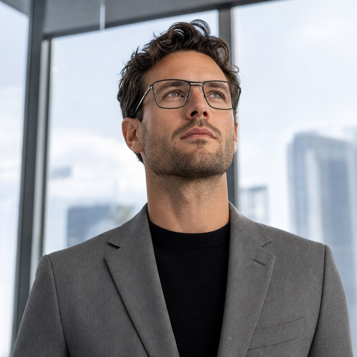 Range Rover RR3067M eyeglasses on male model — editorial lifestyle