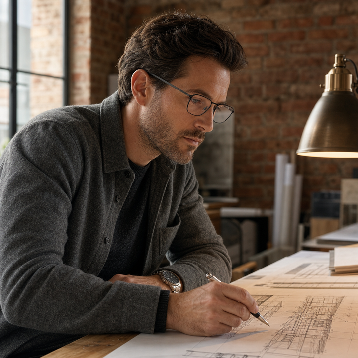 Range Rover RR3068M eyeglasses on male model — editorial lifestyle