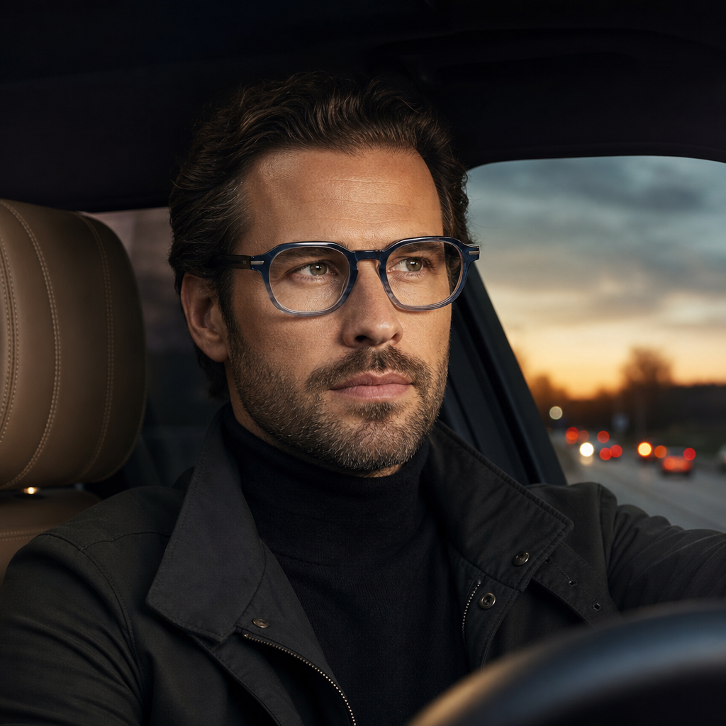 Range Rover RR3071A eyeglasses on male model — editorial lifestyle