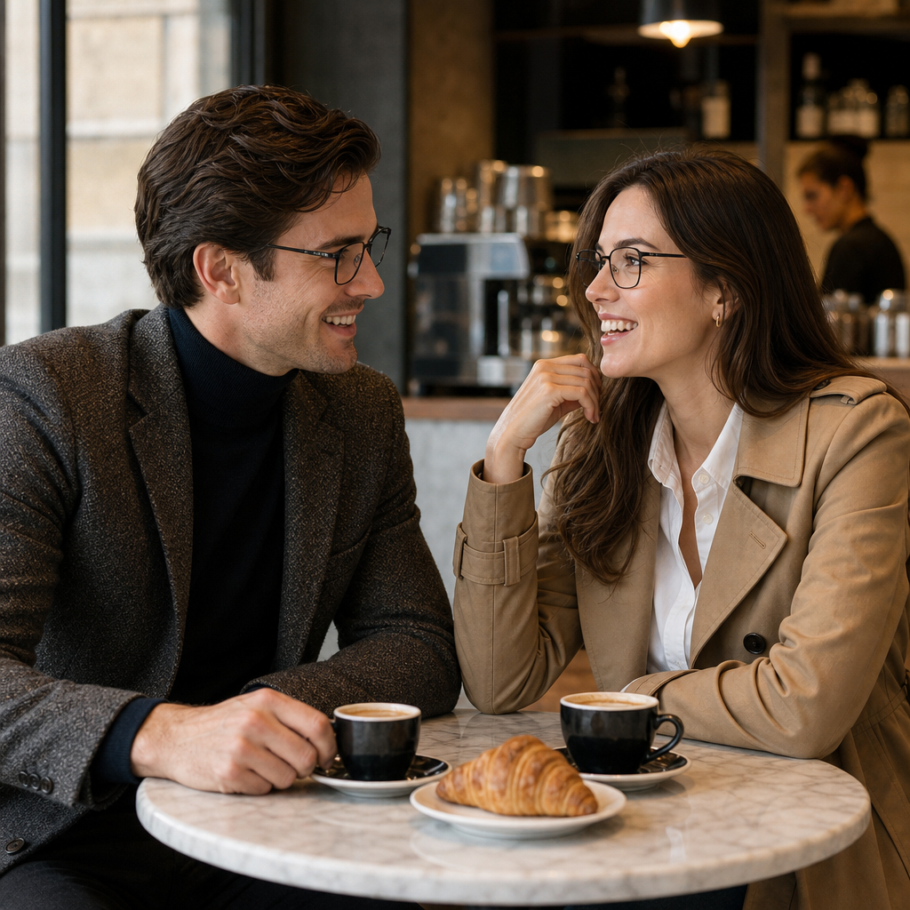 Range Rover RR3074M eyeglasses on couple model — editorial lifestyle