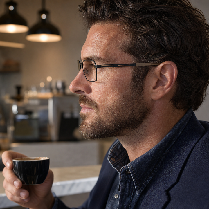 Range Rover RR3074M eyeglasses on male model — editorial lifestyle