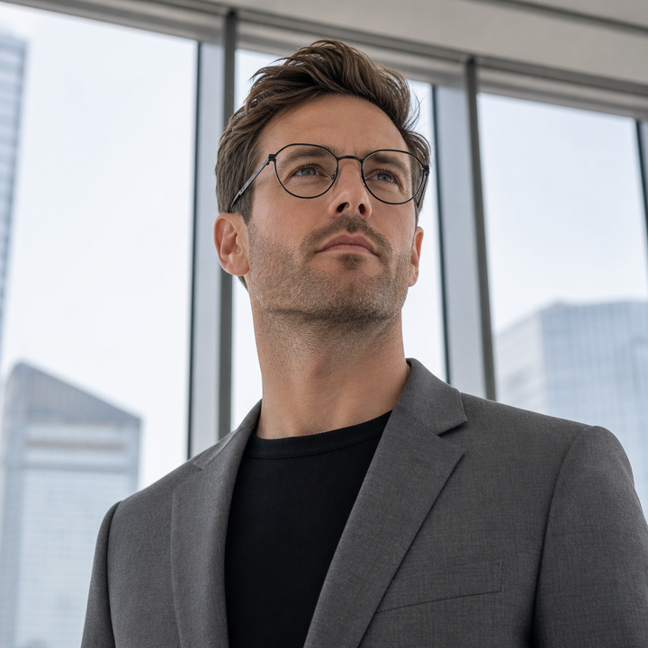 Range Rover RR3076M eyeglasses on male model — editorial lifestyle