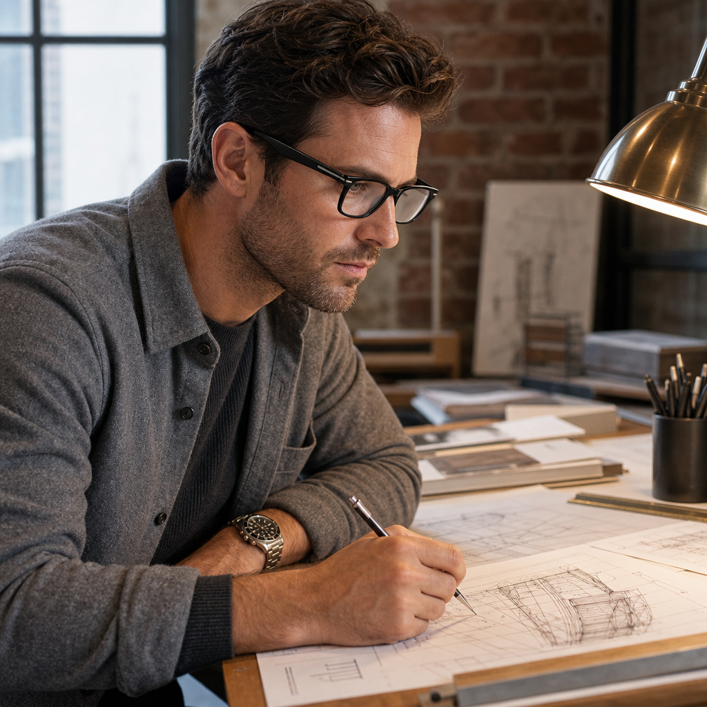 Range Rover RR3079A eyeglasses on male model — editorial lifestyle