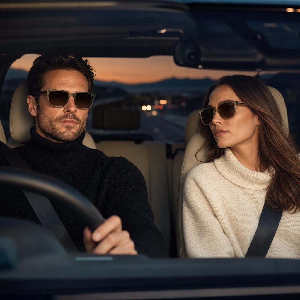 Range Rover RRS318 sunglasses on couple model — editorial lifestyle