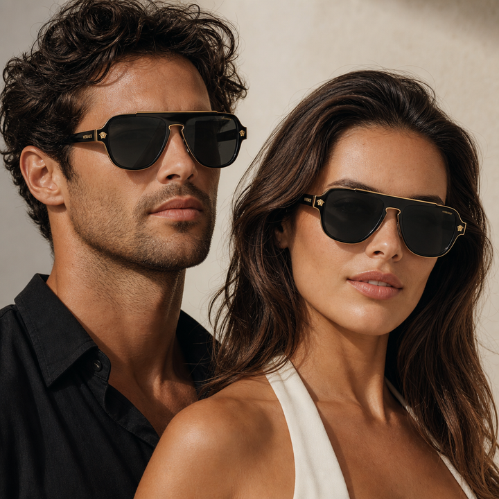 Versace 0VE2199 sunglasses on couple - dual portrait